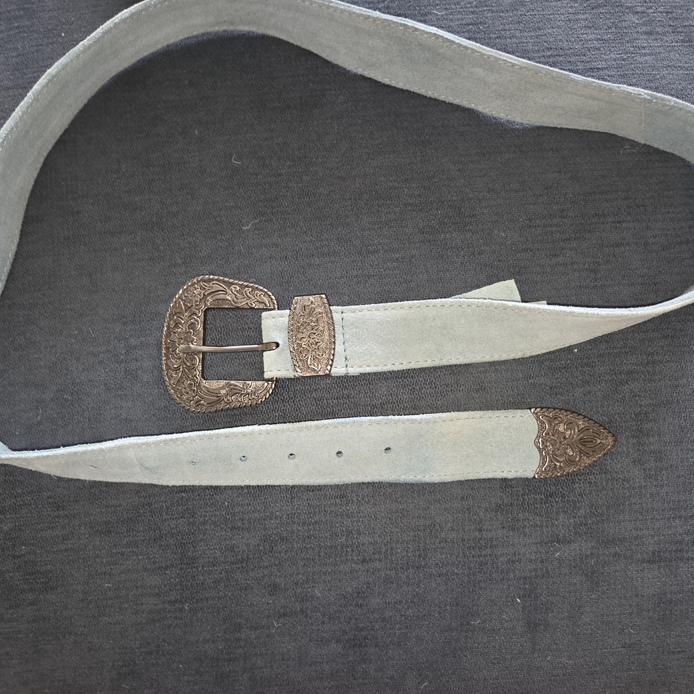 Free People Blue and Silver Belt with Ornate Design